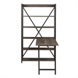 Pemberly Row Desk and Bookcase Set in Greystone Melamine w/ Pewter Accents