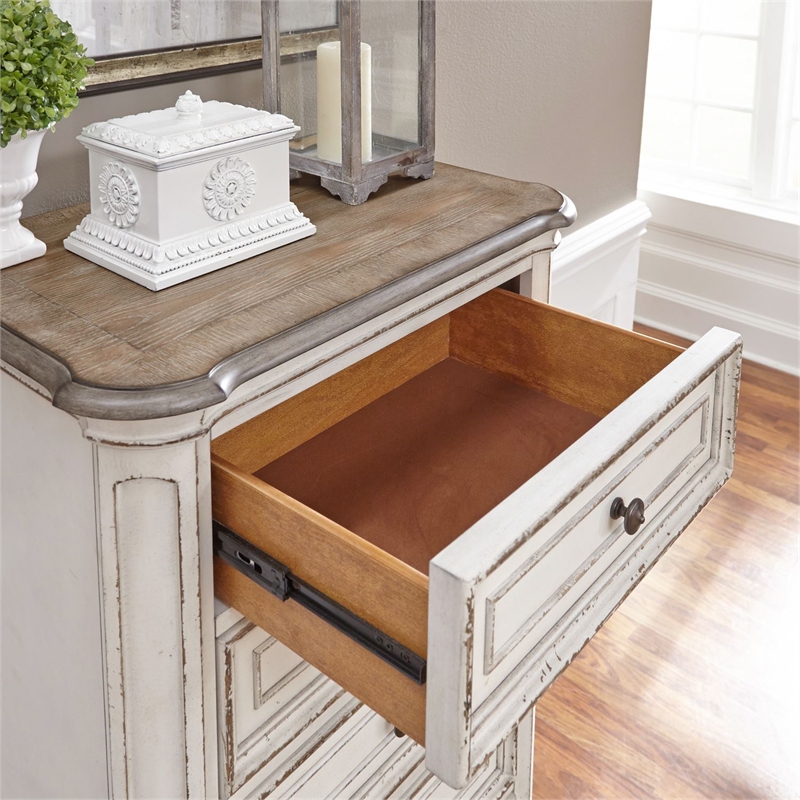 Pemberly Row White Lingerie Chest with Felt Lined Top Drawers