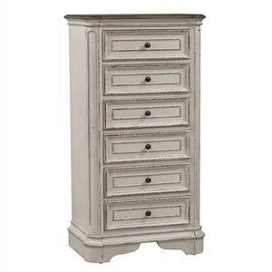 Pemberly Row White Lingerie Chest with Felt Lined Top Drawers