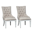 Pemberly Row Beige Hostess Chair Set of 2 with Nail Head and Fluted Legs