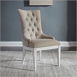 Pemberly Row Beige Hostess Chair Set of 2 with Nail Head and Fluted Legs