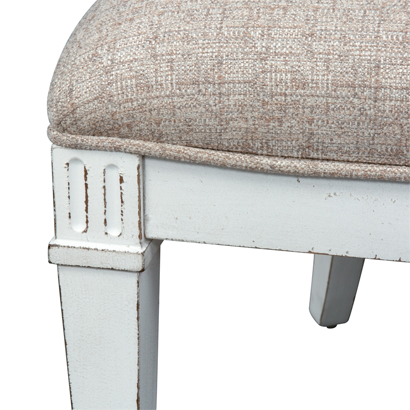 Pemberly Row Beige Hostess Chair Set of 2 with Nail Head and Fluted Legs