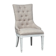 Pemberly Row Beige Hostess Chair Set of 2 with Nail Head and Fluted Legs