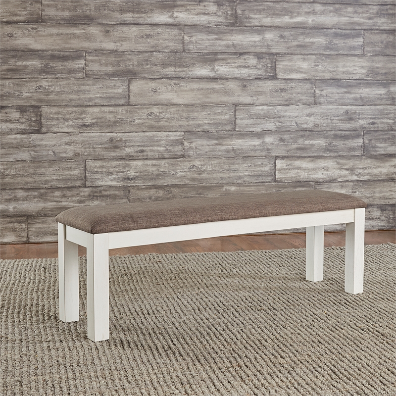 Pemberly Row 6 Piece Trestle Table Set with Upholstered Bench in White