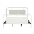 Pemberly Row Metal King Bed with Vintage Styling in Antique White