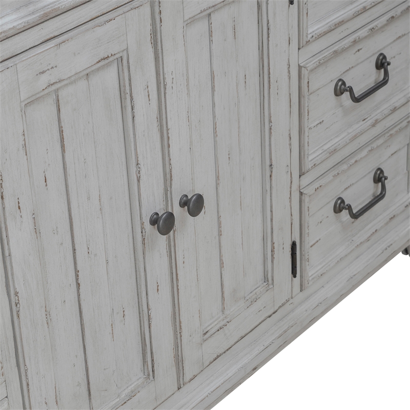Pemberly Row 2 Door 9 Drawer Dresser with Cedar Lining in Riverstone White