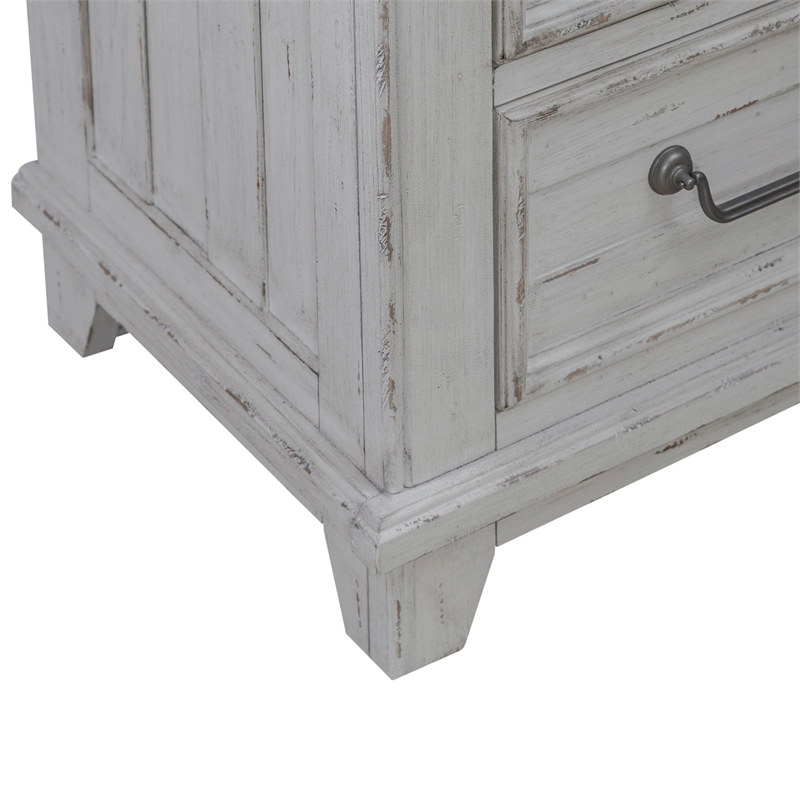 Pemberly Row 2 Door 9 Drawer Dresser with Cedar Lining in Riverstone White