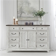 Pemberly Row 2 Door 9 Drawer Dresser with Cedar Lining in Riverstone White