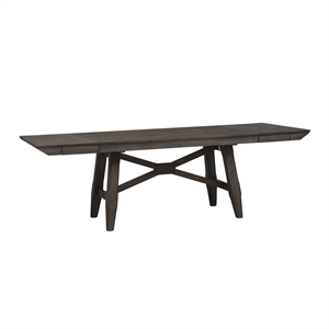 Pemberly Row Dark Brown 6 Piece Trestle Table Set with X Base Accent
