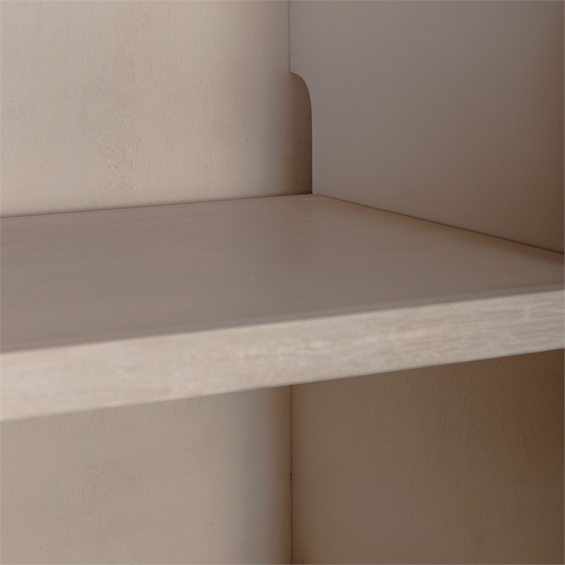 Pemberly Row 4 Door Accent Cabinet in Washed Taupe and Silver Champagne
