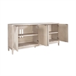 Pemberly Row 4 Door Accent Cabinet in Washed Taupe and Silver Champagne