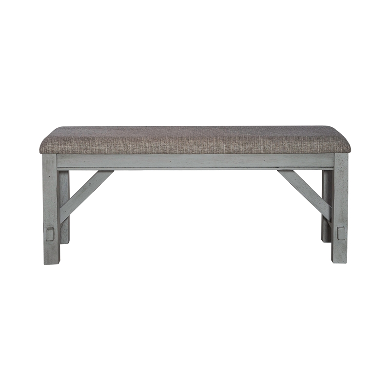 Pemberly Row Gray Dining Bench with Polyester Linen and Block Legs
