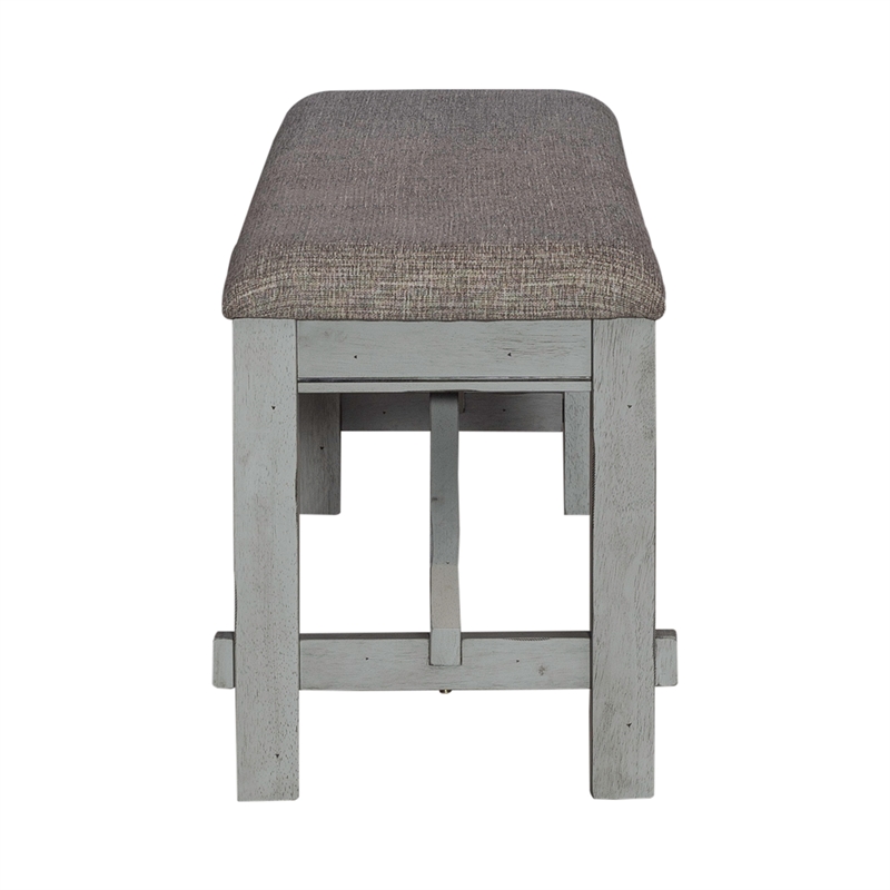 Pemberly Row Gray Dining Bench with Polyester Linen and Block Legs