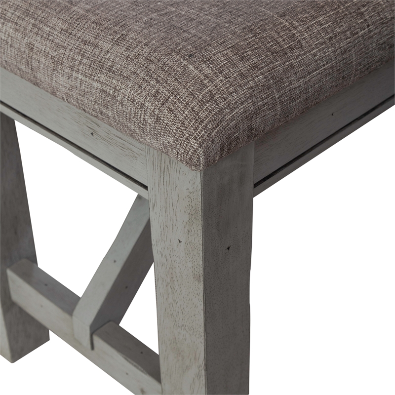 Pemberly Row Gray Dining Bench with Polyester Linen and Block Legs