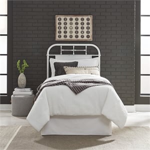 Pemberly Row Vintage Series King Metal Headboard in Antique White