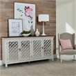 Pemberly Row 4 Door Accent Cabinet with Mirrored Glass in Gray/White