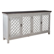 Pemberly Row 4 Door Accent Cabinet with Mirrored Glass in Gray/White