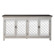 Pemberly Row 4 Door Accent Cabinet with Mirrored Glass in Gray/White