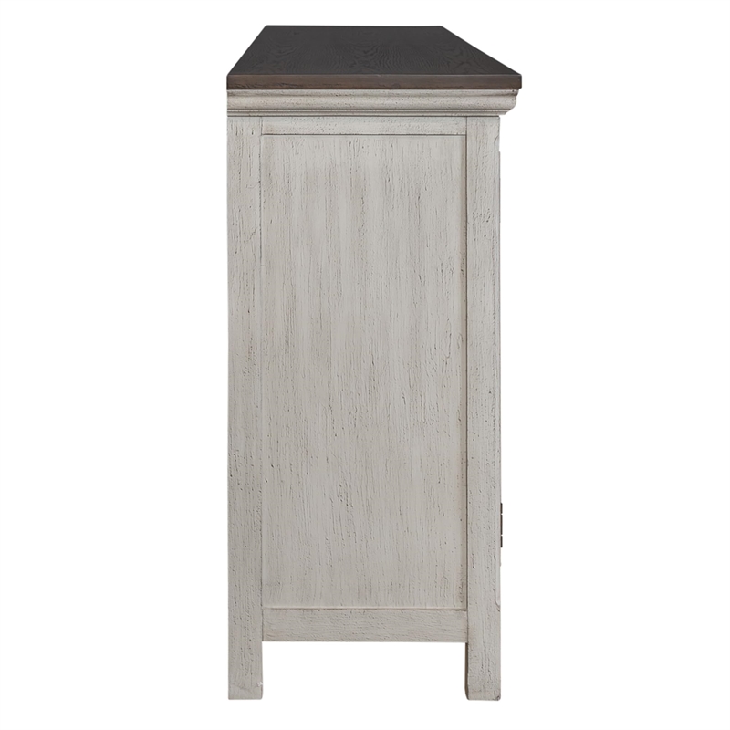 Pemberly Row 4 Door Accent Cabinet with Mirrored Glass in Gray/White