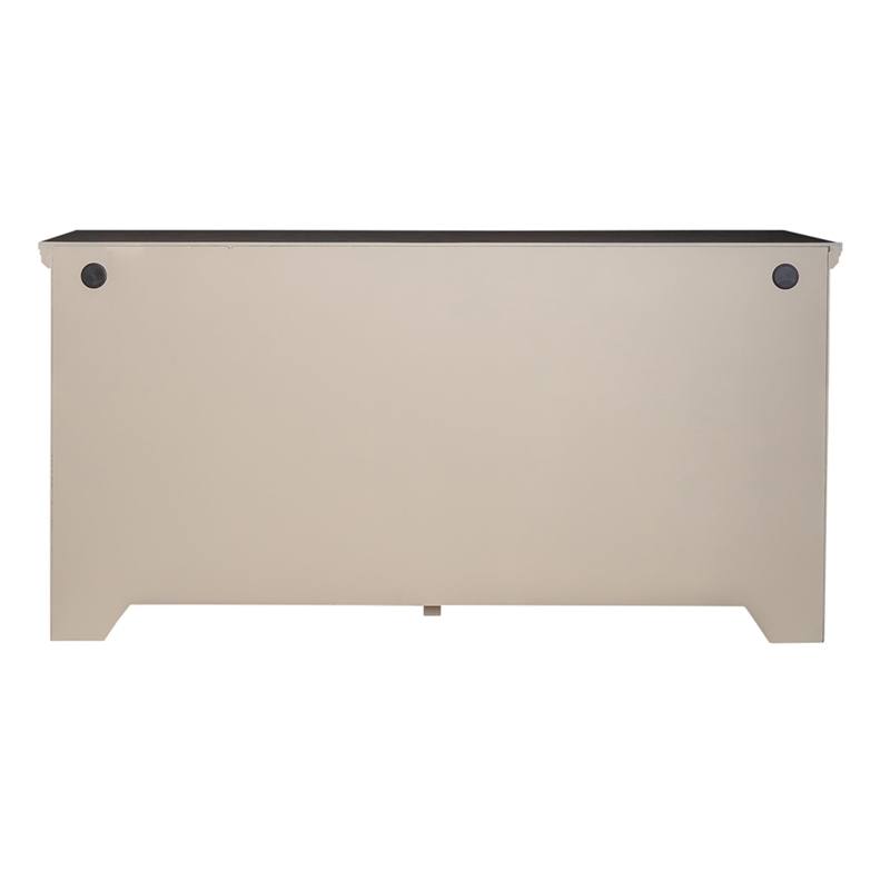 Pemberly Row 4 Door Accent Cabinet with Mirrored Glass in Gray/White
