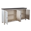 Pemberly Row 4 Door Accent Cabinet with Mirrored Glass in Gray/White