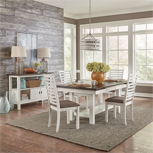 Pemberly Row 5 Piece Trestle Table Set with Refectory Leaves in White