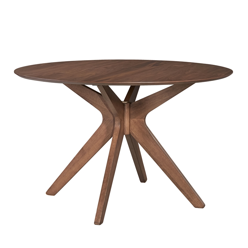 Pemberly Row 5-Piece Pedestal Table Set Wood in Satin Walnut Finish