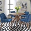 Pemberly Row 5-Piece Pedestal Table Set Wood in Satin Walnut Finish
