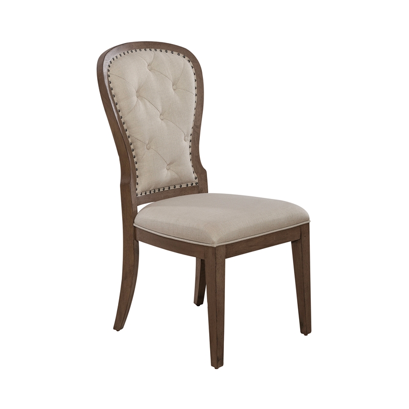 Pemberly Row Upholstered Tufted Back Side Chair Set of 2 with Tapered Legs