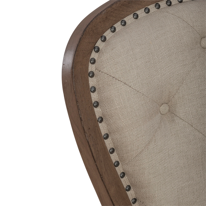 Pemberly Row Upholstered Tufted Back Side Chair Set of 2 with Tapered Legs