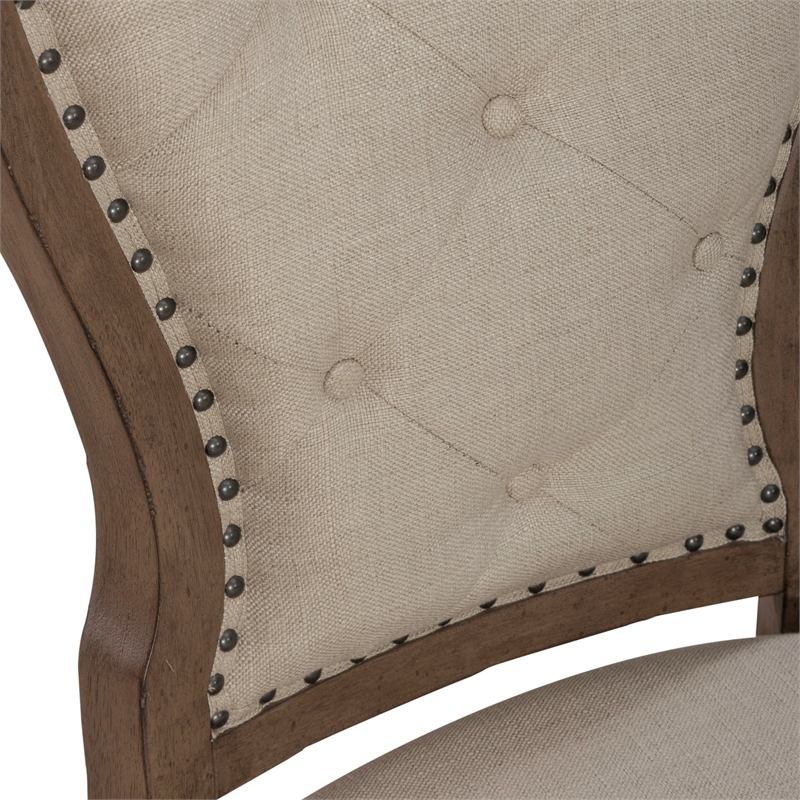Pemberly Row Upholstered Tufted Back Side Chair Set of 2 with Tapered Legs