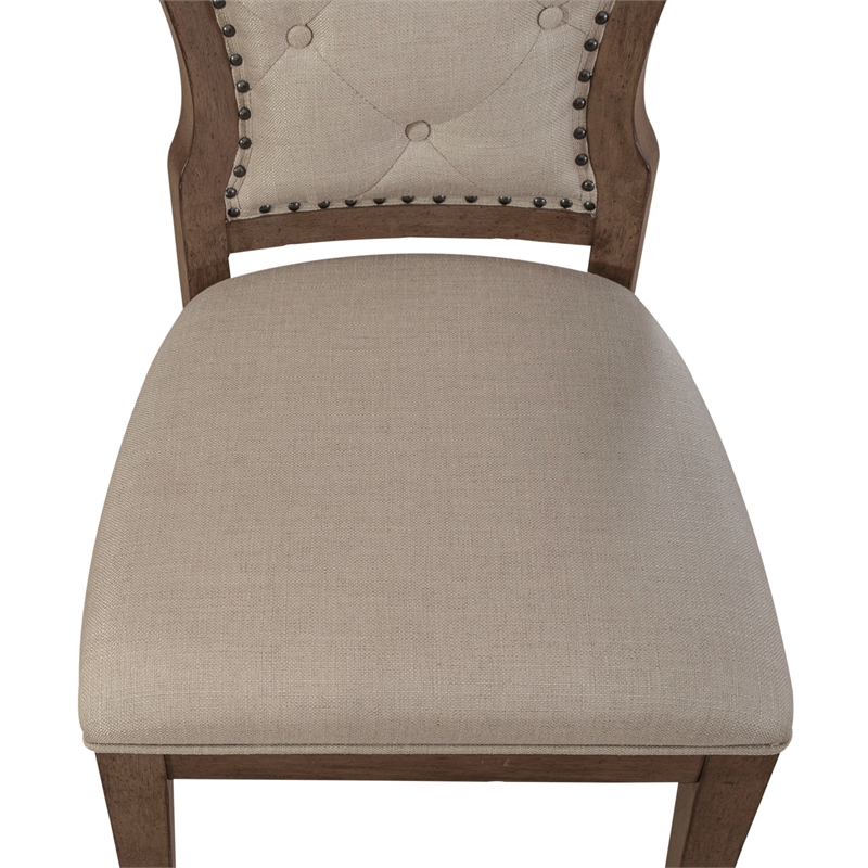 Pemberly Row Upholstered Tufted Back Side Chair Set of 2 with Tapered Legs