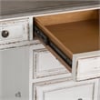 Pemberly Row Wooden Credenza with Hutch and File Storage in White