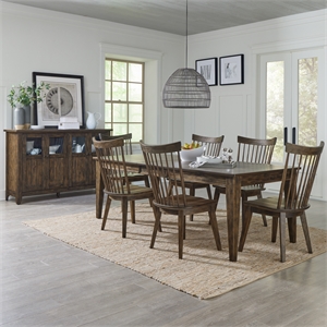 Pemberly Row 7 Piece Rectangular Table Set with Spindle Back Chairs