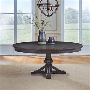 Pemberly Row Pedestal Table Set with Bracket Feet and Leaf Track in Brown