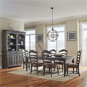Pemberly Row 7 Piece Rectangular Table Set with Bread Board Veneer Top