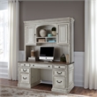 Pemberly Row 5-Piece Wood Desk Set with Hutch in Antiqued White