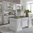Pemberly Row 5-Piece Wood Desk Set with Hutch in Antiqued White