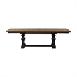 Pemberly Row Wood Trestle Table Set with Self-Storing Leaf in Black/Brown