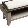 Pemberly Row Queen Mantle Storage Bed with LED Lighting in Weathered Linen