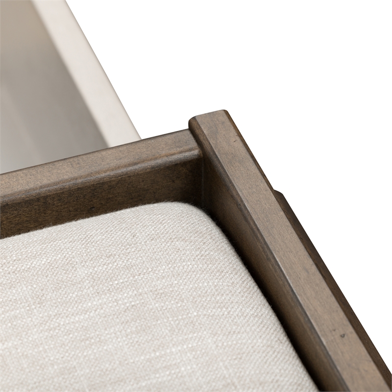 Pemberly Row Queen Mantle Storage Bed with LED Lighting in Weathered Linen