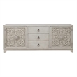 Pemberly Row 2 Door 3 Drawer Accent Cabinet with Floral Pattern in White
