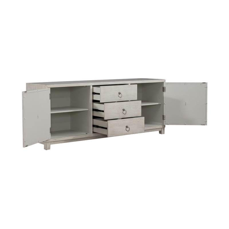 Pemberly Row 2 Door 3 Drawer Accent Cabinet with Floral Pattern in White
