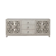 Pemberly Row 2 Door 3 Drawer Accent Cabinet with Floral Pattern in White