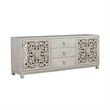 Pemberly Row 2 Door 3 Drawer Accent Cabinet with Floral Pattern in White