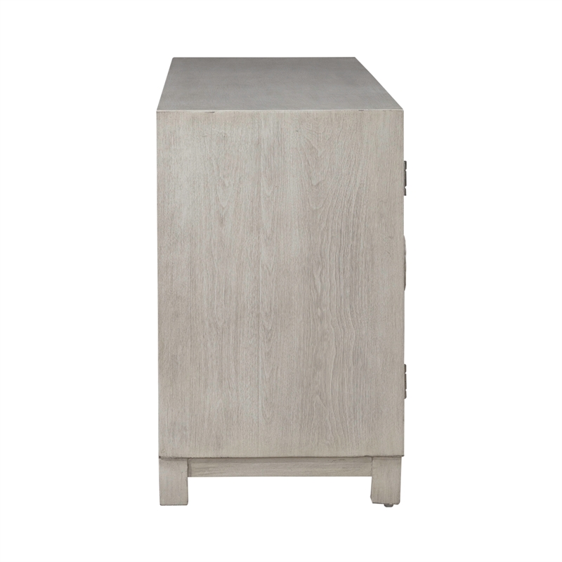 Pemberly Row 2 Door 3 Drawer Accent Cabinet with Floral Pattern in White