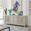 Pemberly Row 2 Door 3 Drawer Accent Cabinet with Floral Pattern in White
