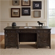 Pemberly Row 5 Piece Executive Desk Set in Saddle Brown Wood Finish