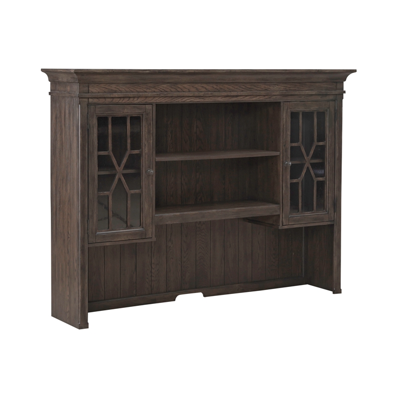 Pemberly Row 5 Piece Executive Desk Set in Saddle Brown Wood Finish