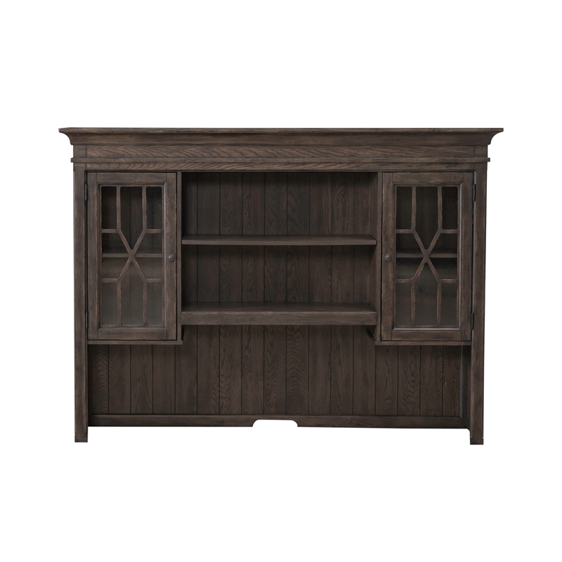 Pemberly Row 5 Piece Executive Desk Set in Saddle Brown Wood Finish